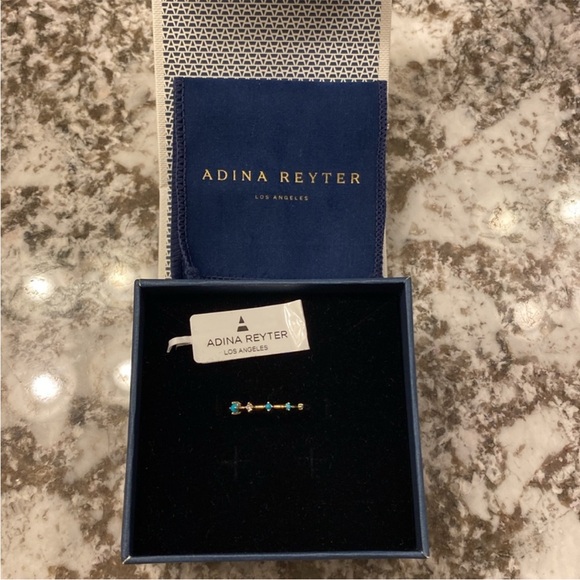 Adina Reyter - 5 Turquoise+Diamond Stacking Ring in 14K Yellow Gold - Picture 4 of 7